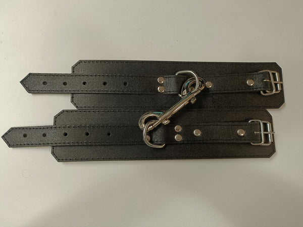 Clearance - Black Leather Ankle & Wrist Cuffs