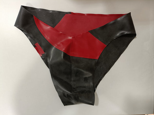 Clearance - Black & Red Slash Latex Briefs, Size M