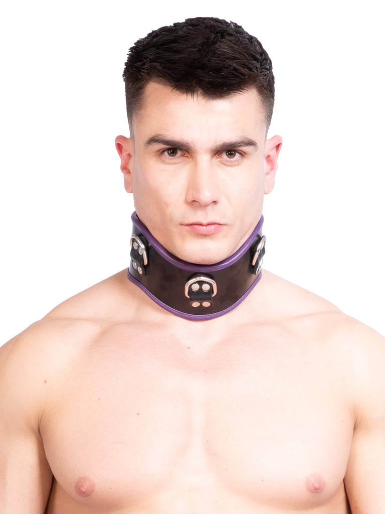 Black & Purple Leather Posture Collar