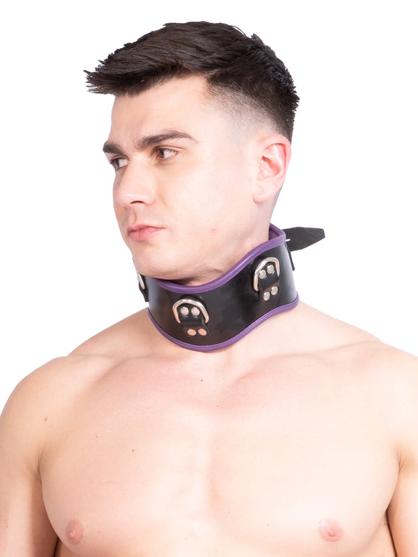 Black & Purple Leather Posture Collar