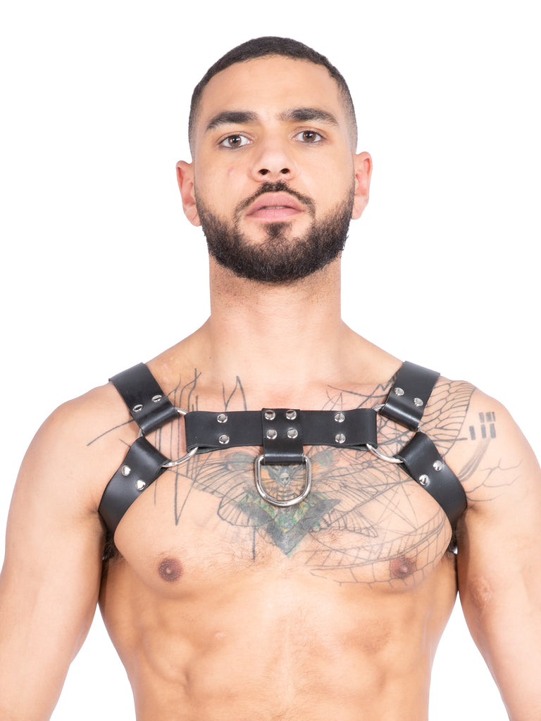 Men's Leather Chest Harness with D-ring