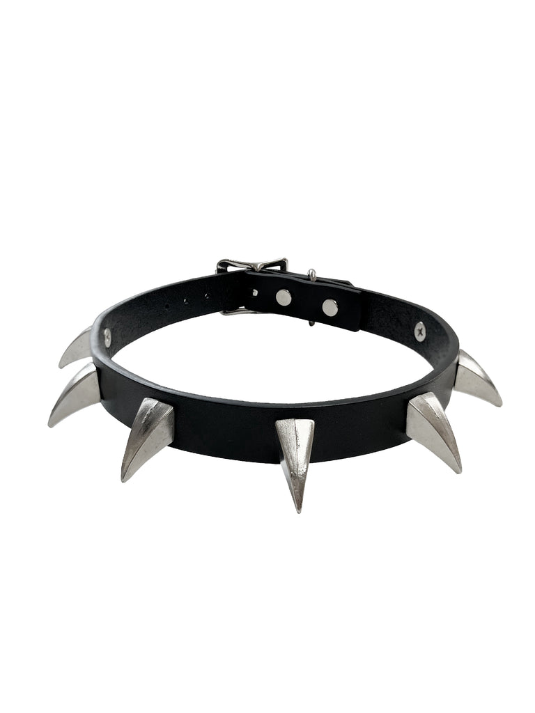 Black Leather Claw Spiked Collar