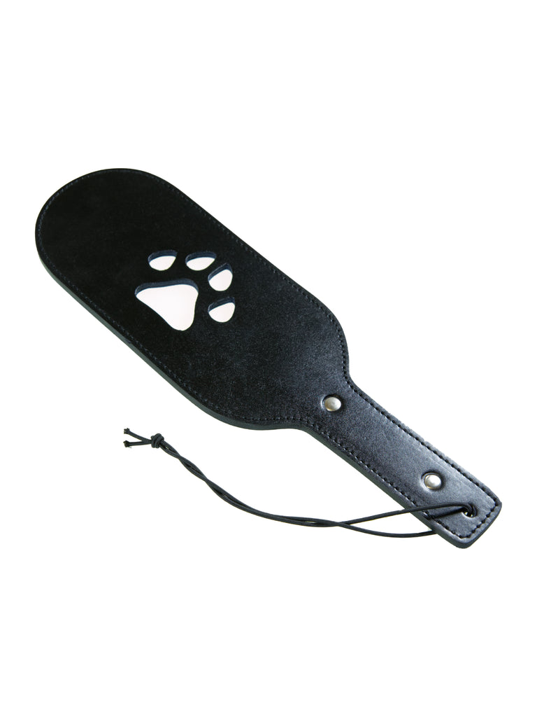 Black Leather Paddle With Paw Shape Cutout