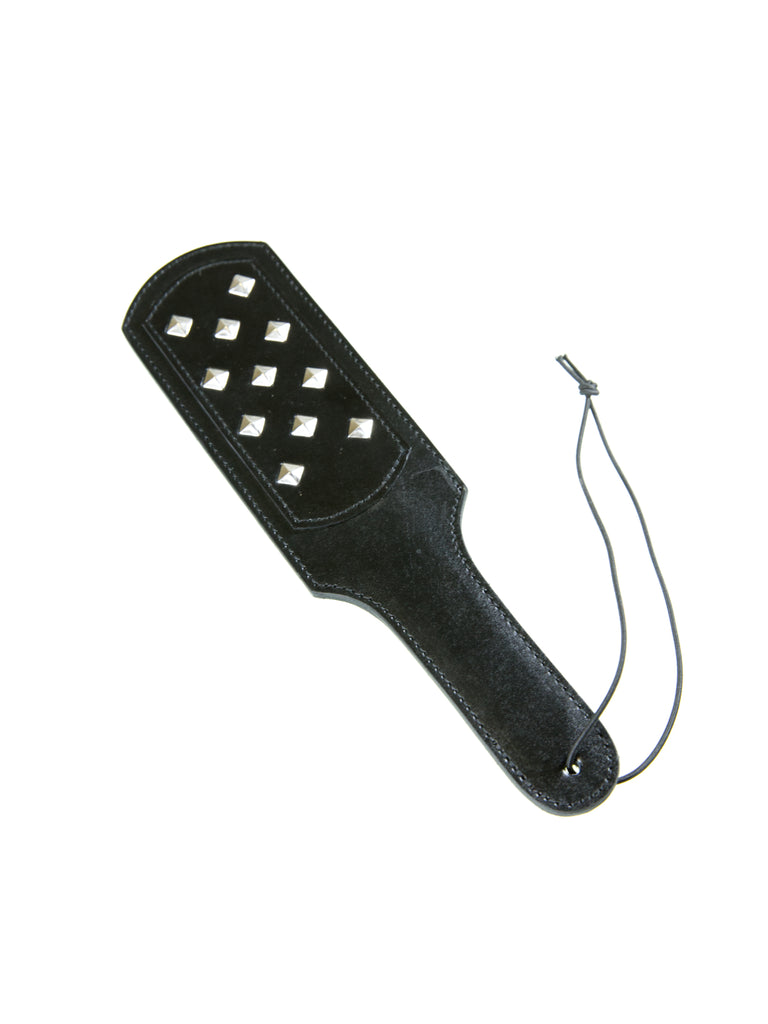 Black Leather Paddle With Pyramid Studs