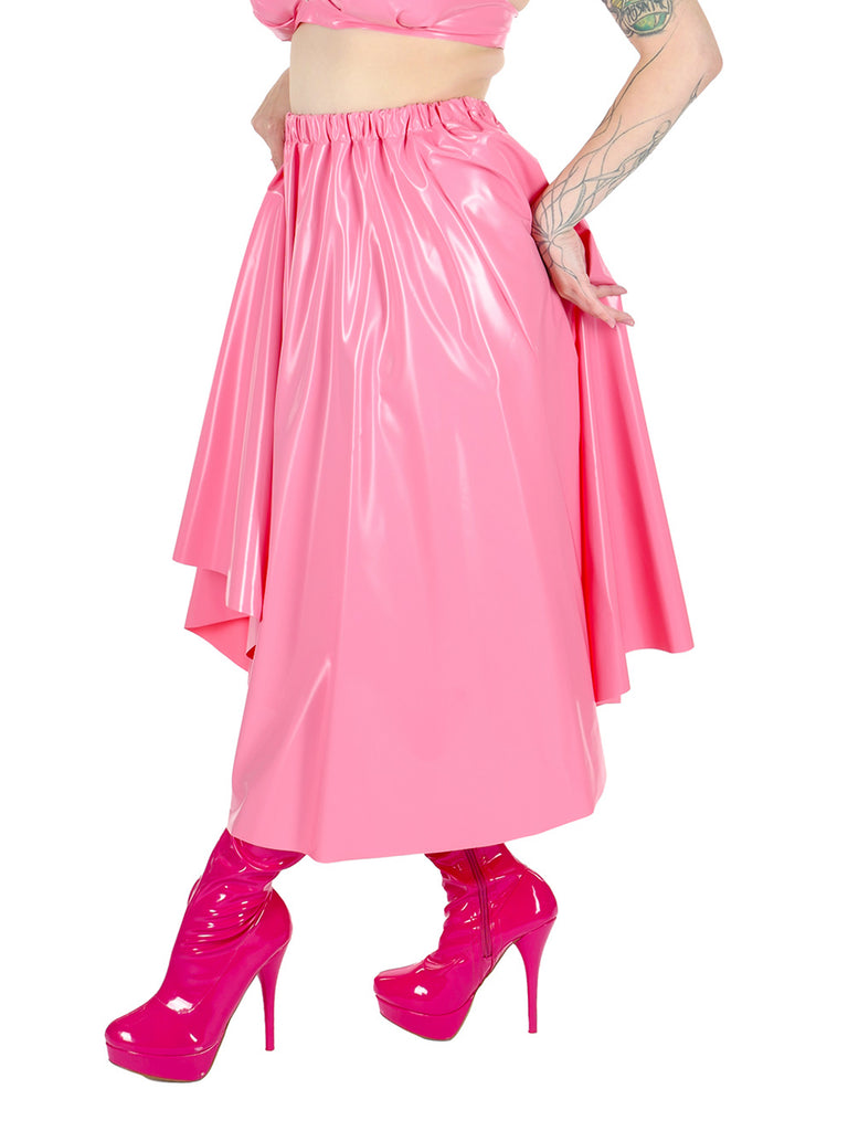 Plastic Long Skirt - Matte Pink