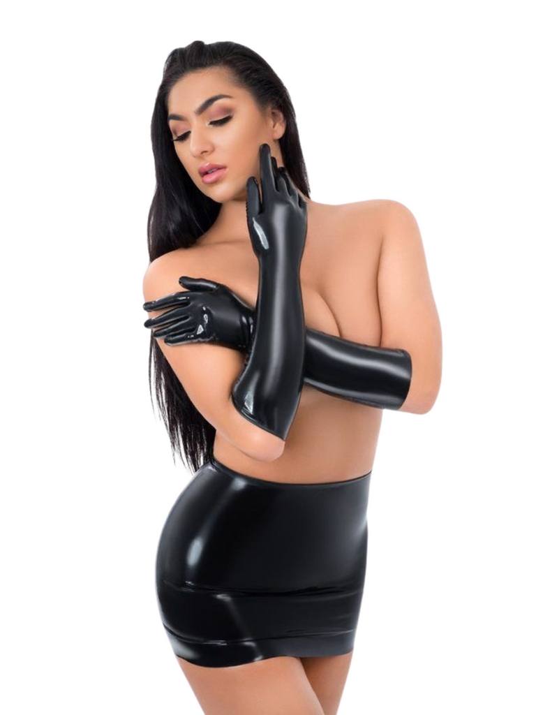 Black Latex Elbow Length Gloves By Me You Us
