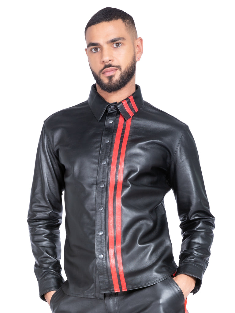 Leather Shirt With Red Stripes