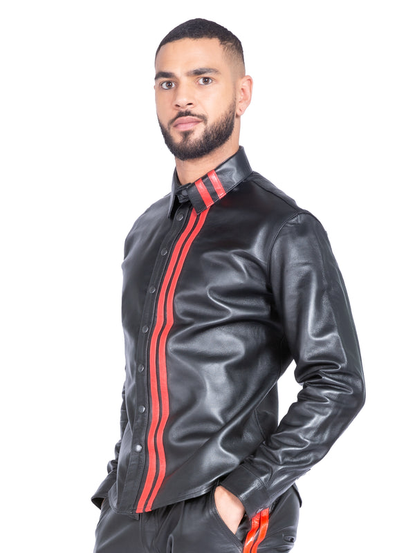 Leather Shirt With Red Stripes