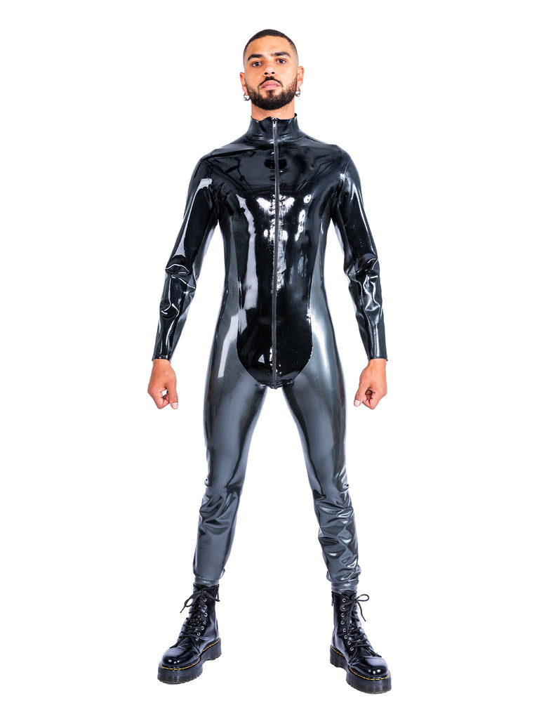 Clearance - Men’s Two Tone Steel & Black Catsuit - Size 2XL