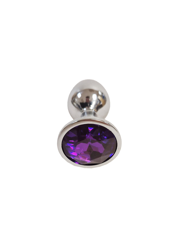 Plug anal en métal violet avec bijoux - Lot de 3