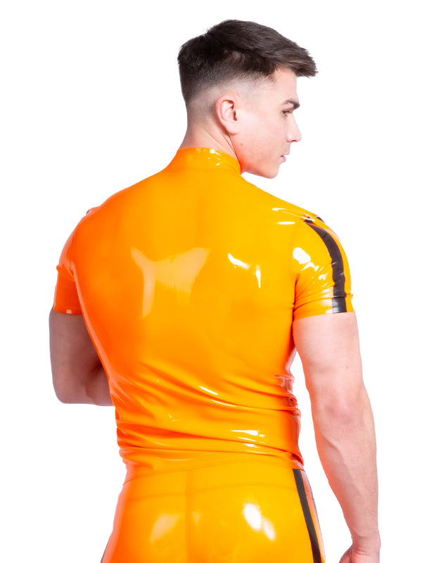 Mens Blazing Orange Racing Stripe Top & Shorts