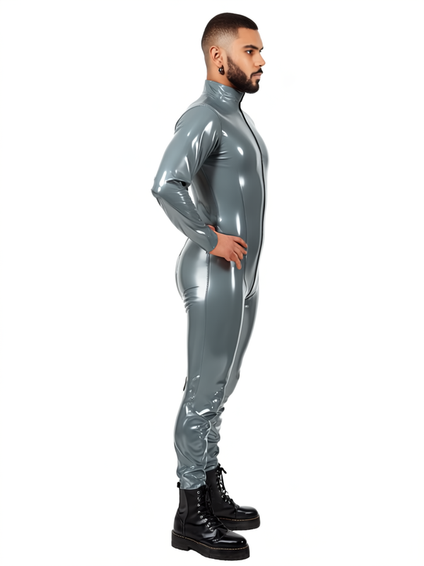 Vanguard Heavy Duty Zipped Latex Catsuit, Battleship Grey (0.55mm)