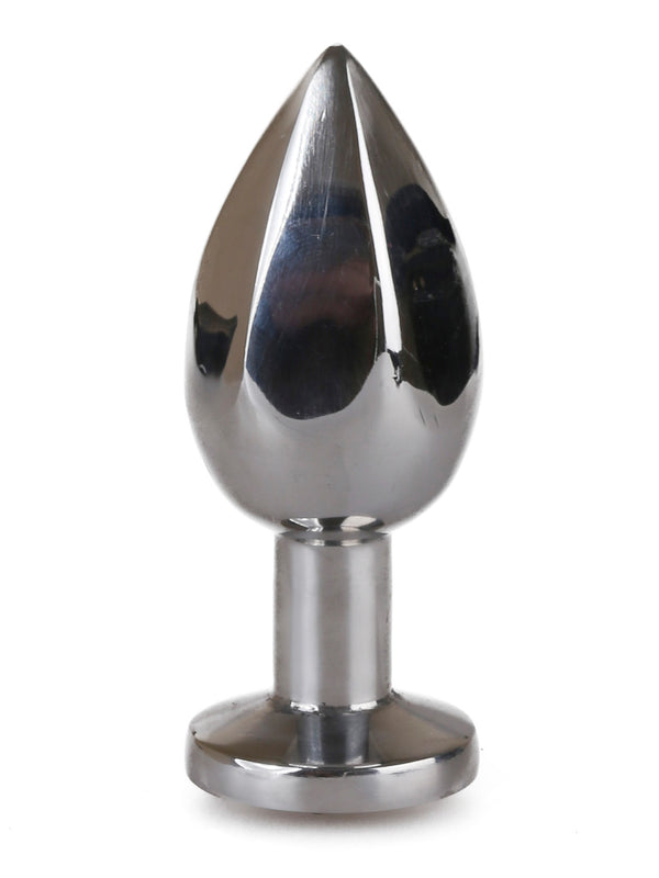 Skin Two UK 6 Sided Medium Metal Butt Plug With Purple Jewel Anal Toy