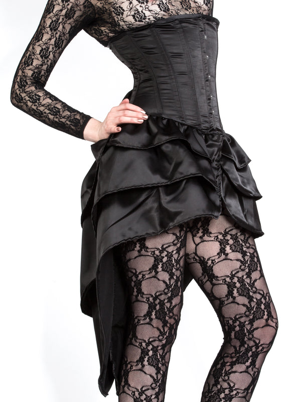 Skin Two UK Ballroom Seductress Underbust Satin Corset With Silky Black Skirt Corset