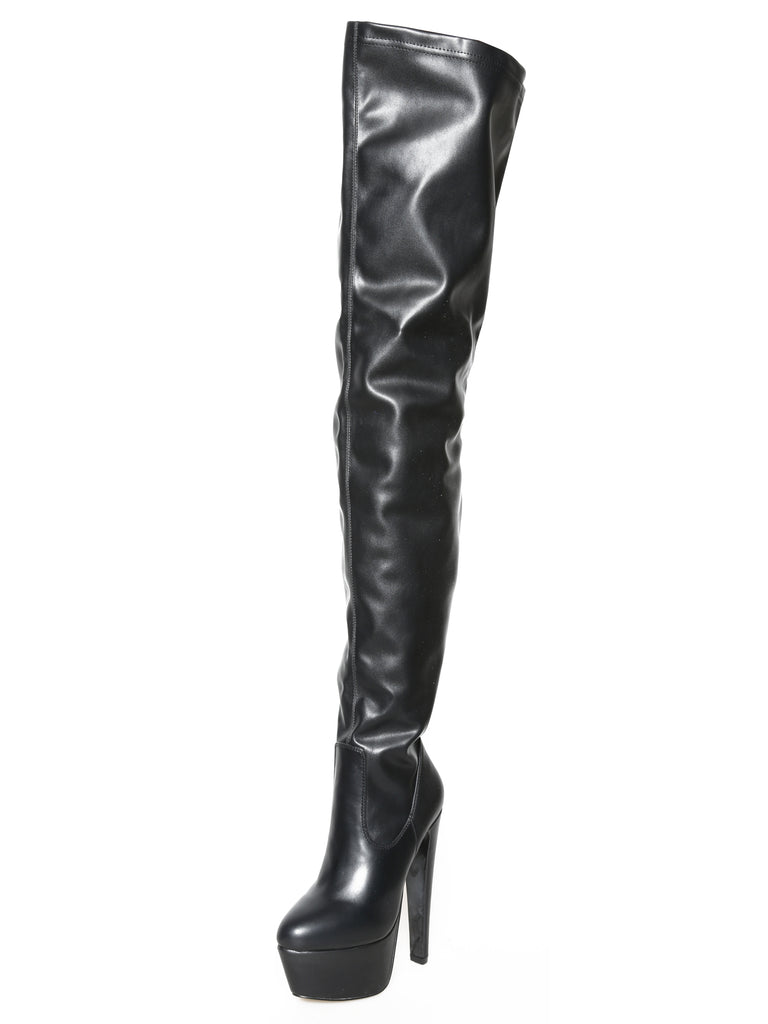 Skin Two UK Belladonna Skyscraper Heel Matte Thigh High Boots Shoes