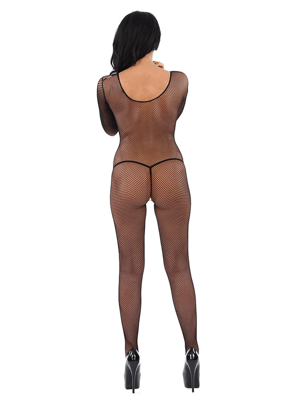 Skin Two UK Black Fishnet Crotchless Bodystocking - One Size Bodystockings