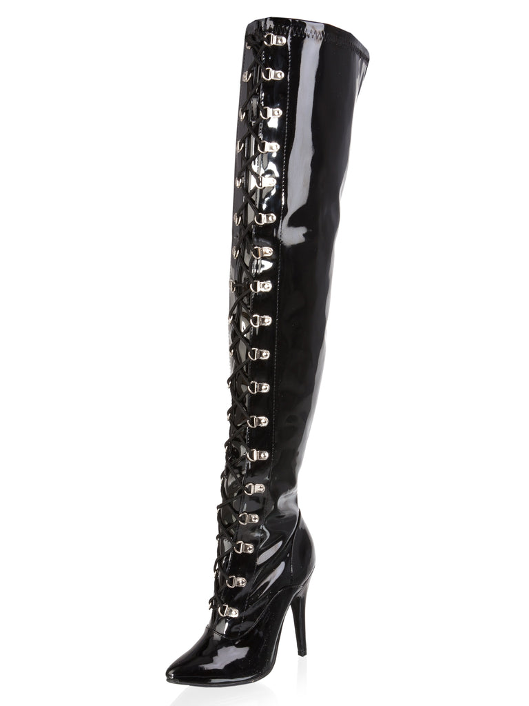 Skin Two UK Black Laced Thigh Boot - UK 9 Shoes
