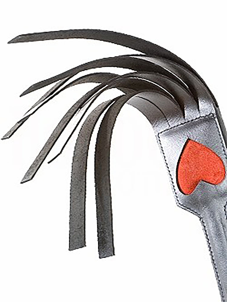 Black Leather Four Fingered Slapper With Heart Handle – Skin Two UK