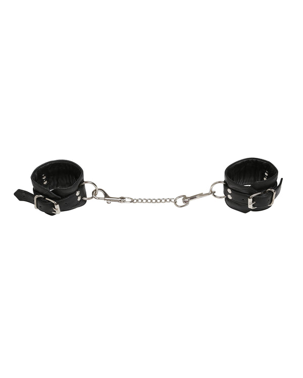 Skin Two UK Black Leather Wrist Cuffs Cuffs