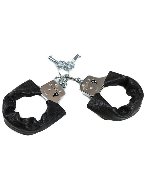 Skin Two UK Black Leather and Metal Handcuffs Cuffs