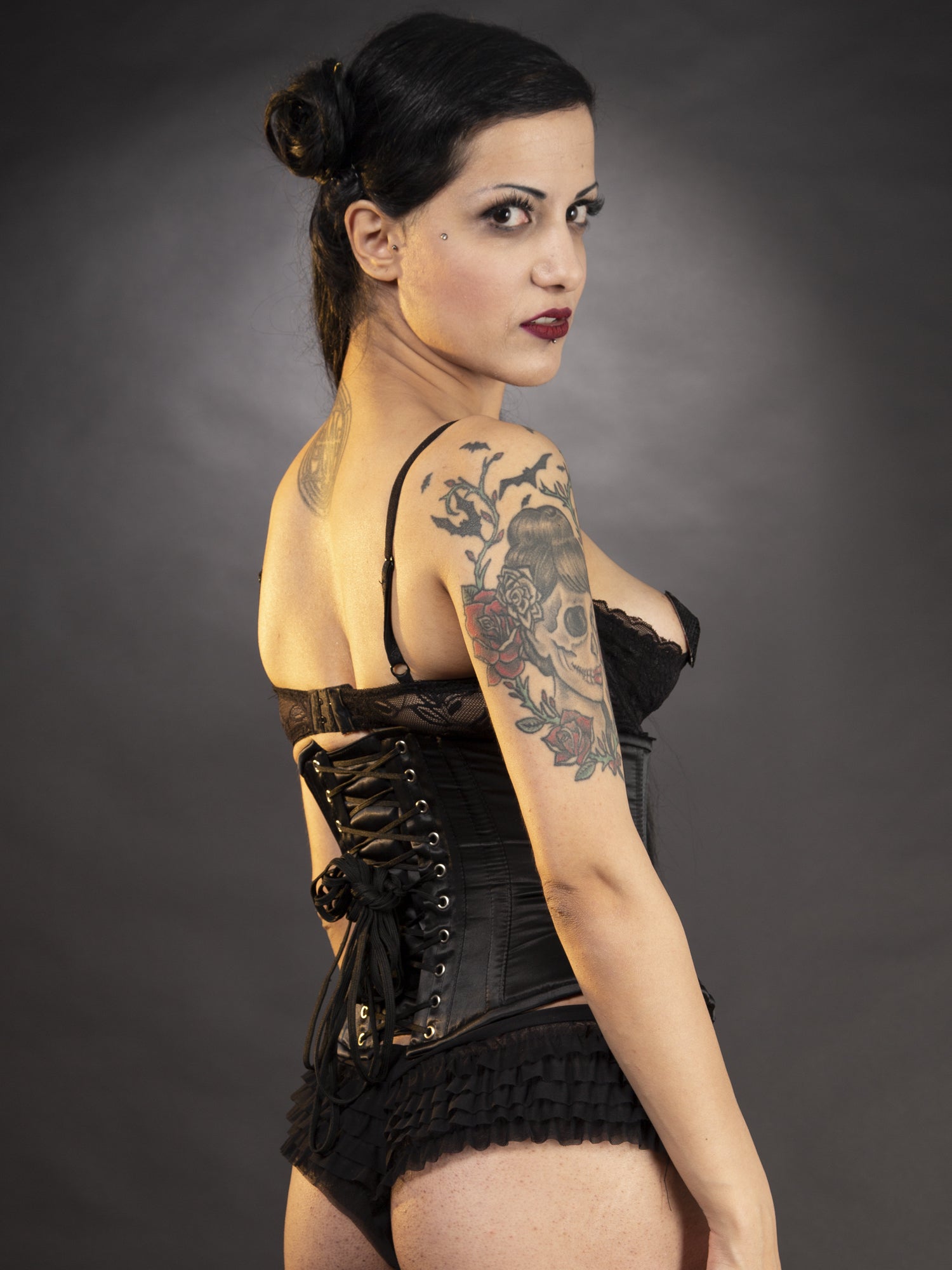 Lovato Black Satin Underbust Corset