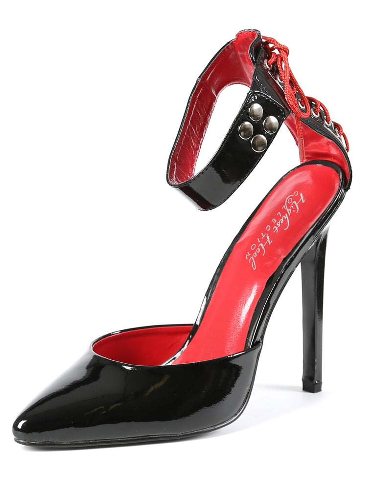 Skin Two UK Black and Red Lace Heels - UK 6 Shoes