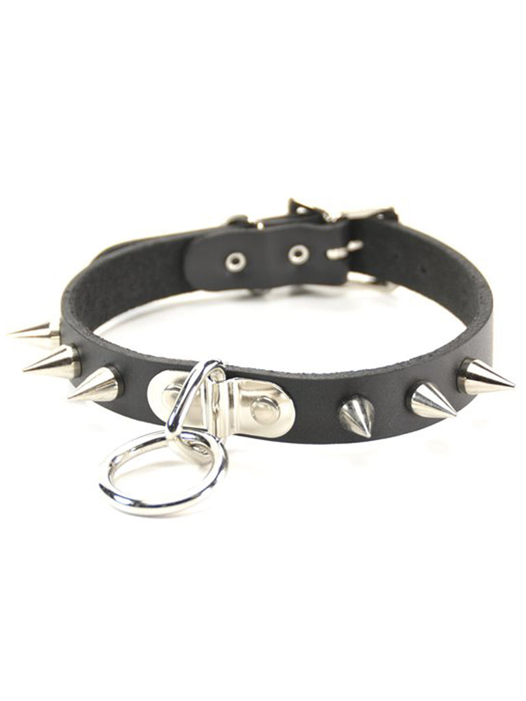 Skin Two UK Bondage Choker with Cone Spikes Collar