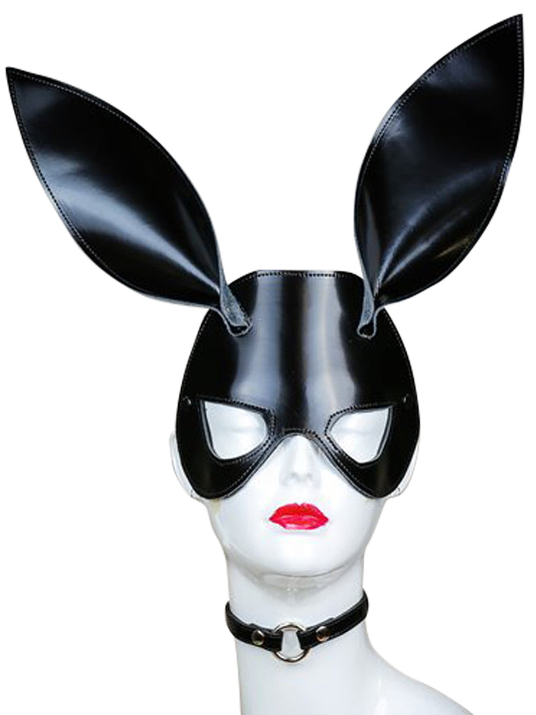 Skin Two UK Bunny Mask Patent Black - One Size Costume