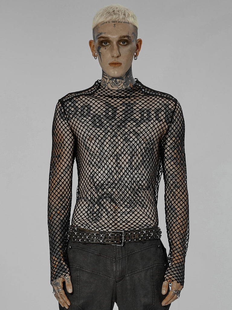Shoulder Studded Fence Net Top from Punk Rave