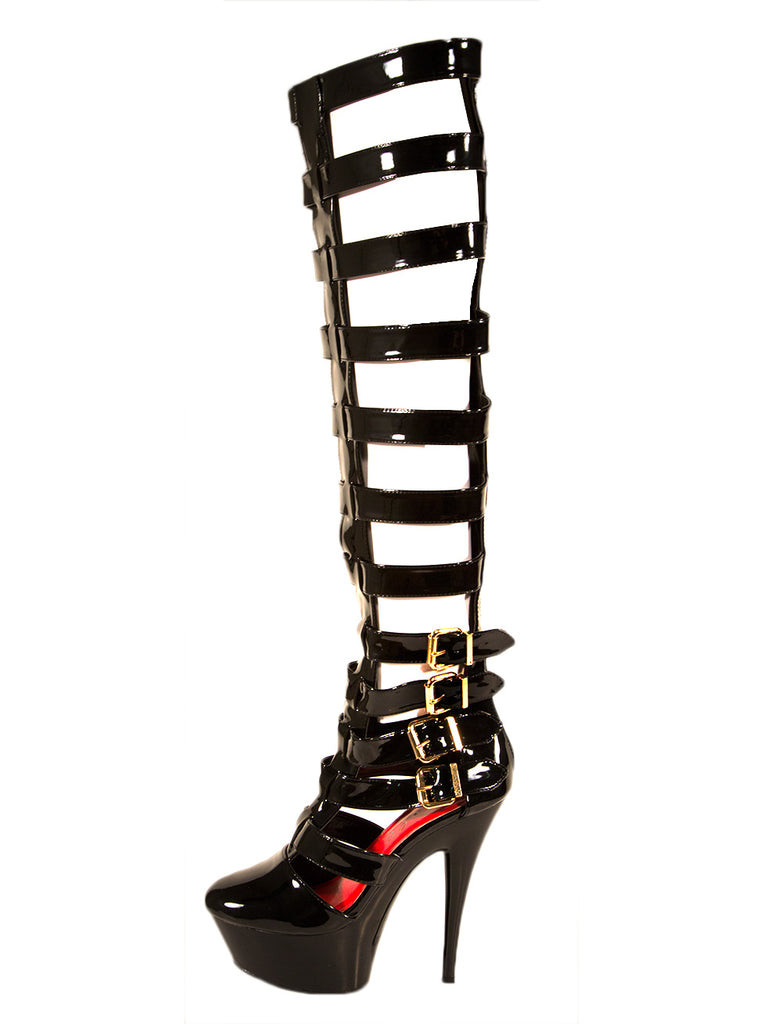 Antics Black Extreme Lace Up Strappy Perspex Stiletto Heels | Public Desire