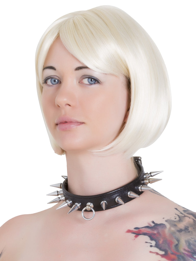 Skin Two UK Deluxe Black Leather Spiked Collar Collar