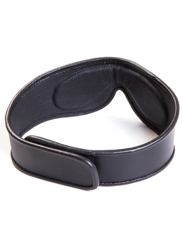Skin Two UK Deluxe Black Padded Leather Blindfold with Leather Sides - One Size Blindfolds