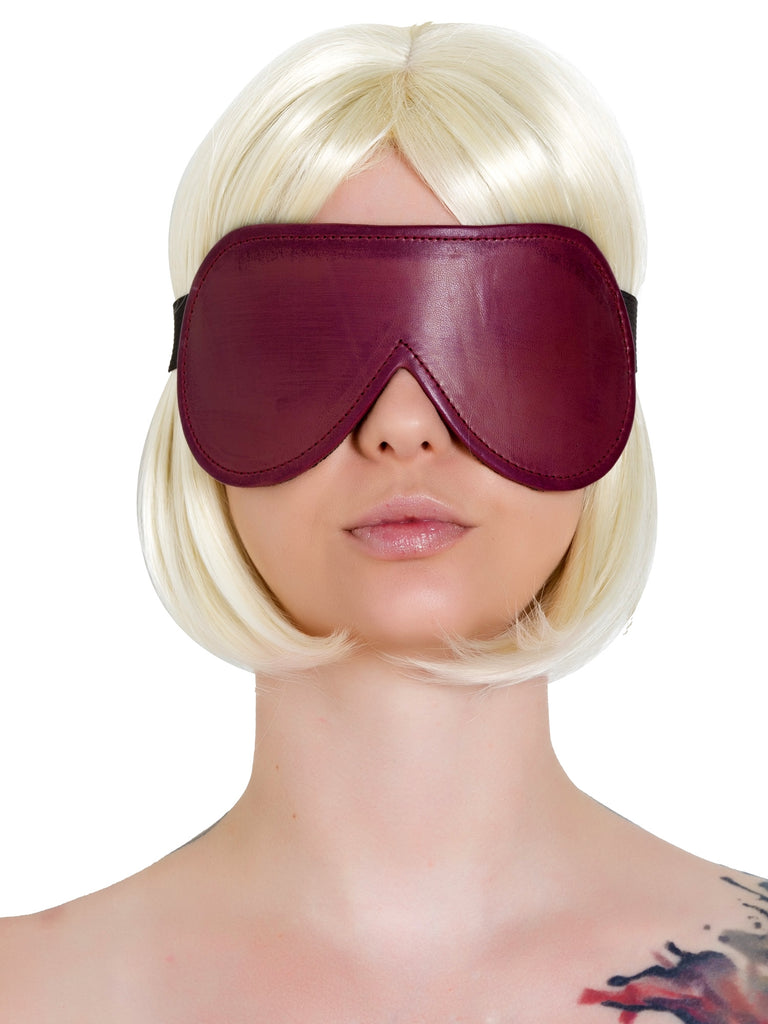 Skin Two UK Distressed Burgundy Leather Blindfold - One Size Blindfolds