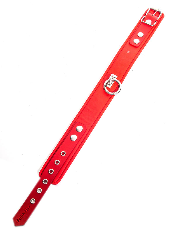 Skin Two UK Faux Leather Red D-Ring Collar Collar