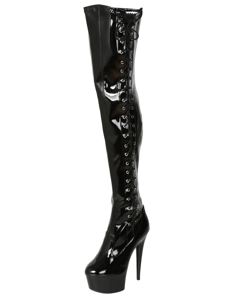 Skin Two UK Ferocious Lace-Up Thigh Boots Shoes