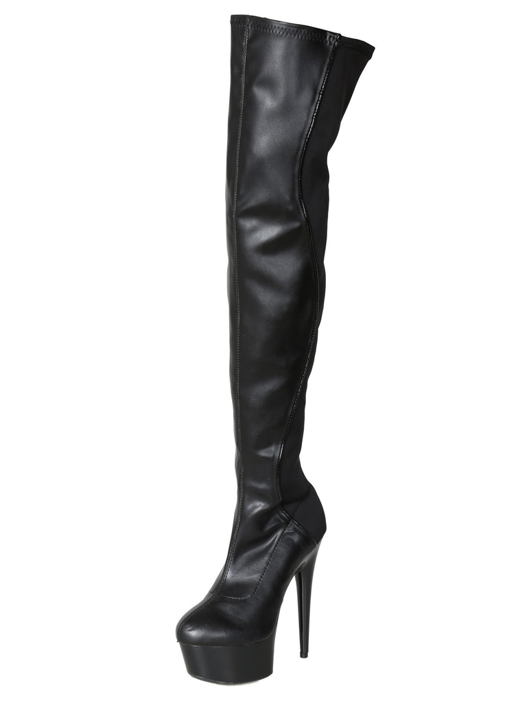 Skin Two UK Ferocious Matte Stretch Thigh High Boots Shoes
