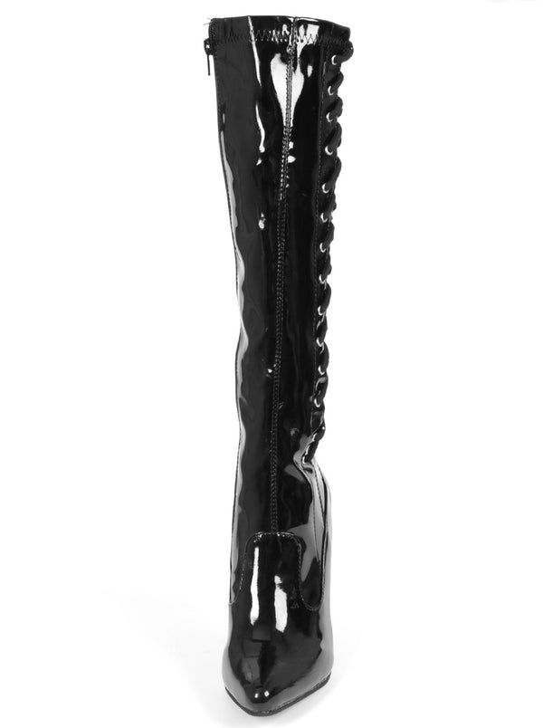 Skin Two UK Fierce Patent Stretch Knee High Boot Boots