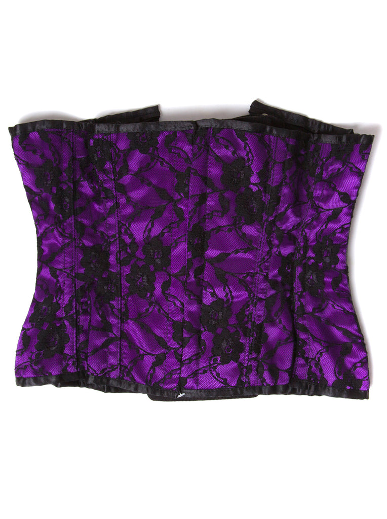 Skin Two UK Floral Underbust Corset Purple 24 Inch Corset