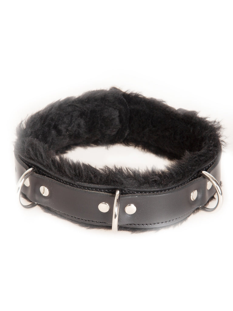 Skin Two UK Fur-Lined Triple D-Ring Lockable Collar Collar