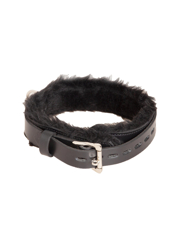 Skin Two UK Fur-Lined Triple D-Ring Lockable Collar Collar