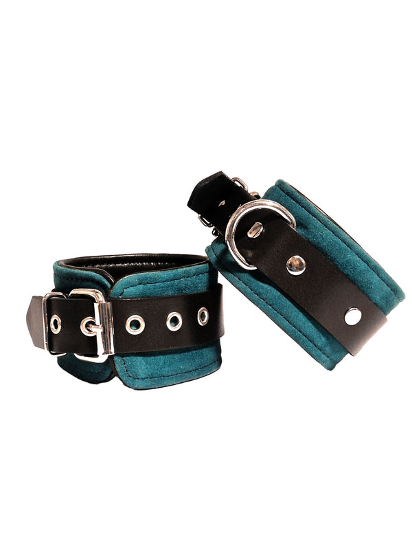 Sensual Suede Wrist Cuffs Sea Green – Skin Two UK