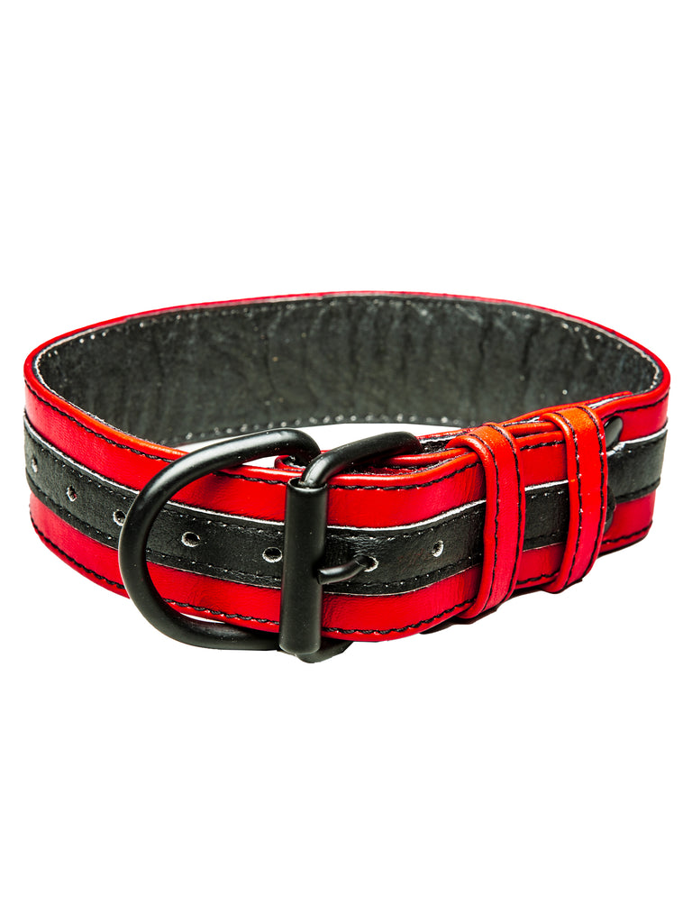 Skin Two UK Bulldog Bondage Collar Black/Red - One Size Collar