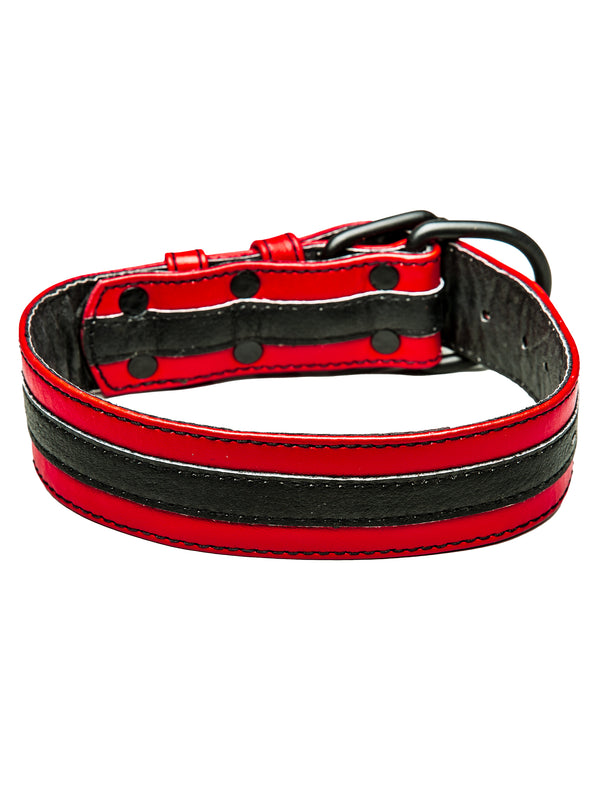 Skin Two UK Bulldog Bondage Collar Black/Red - One Size Collar