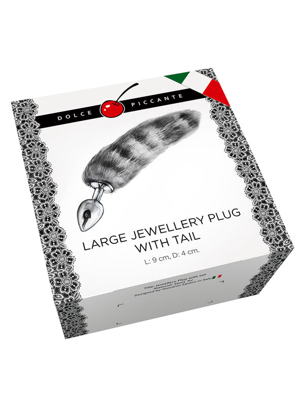 Skin Two UK Large Butt Plug Silver Stripe Tail Anal Toy