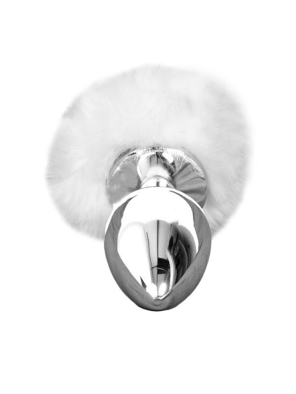 Skin Two UK Large Silver Butt Plug with White Tail Anal Toy
