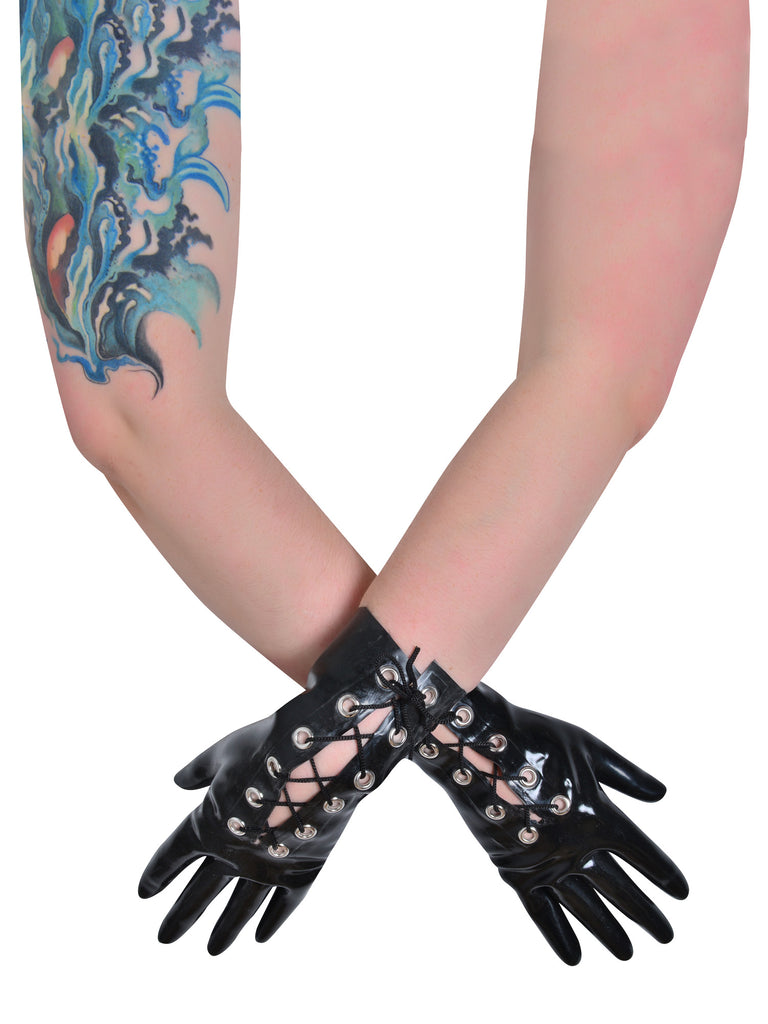Skin Two UK Latex Lace-Up Short Gloves Gloves