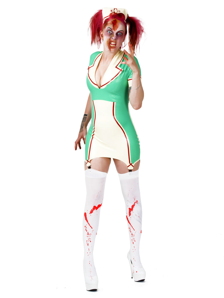 Latex Rubber Natasha Nurse Dress & Cap Halloween Edition