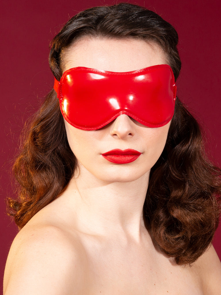 Skin Two UK Latex Rubber Stitched Blindfold in Red - One Size Blindfolds