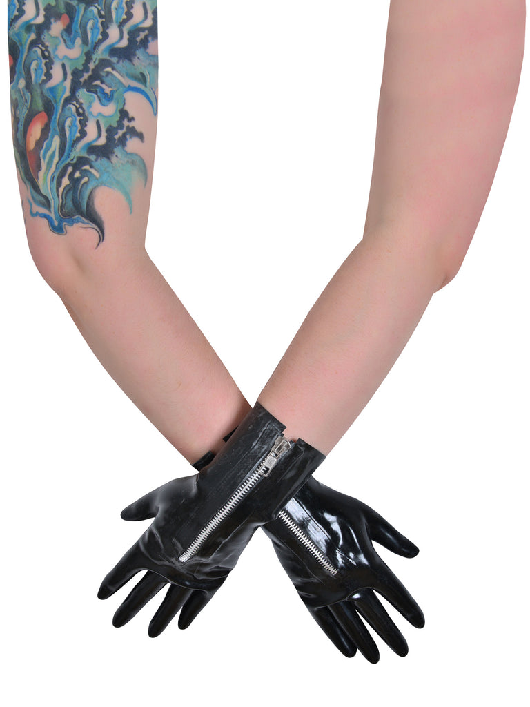 Skin Two UK Latex Short Gloves with Zip Gloves