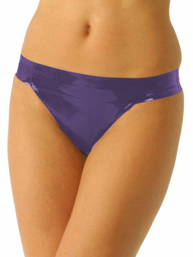 Skin Two UK Latex Thong Back Knickers in Purple Knickers